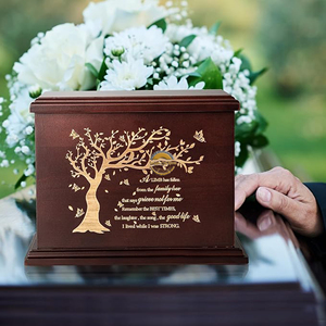 Wholesale <b>Memorial</b> Wooden Urn with Custom Design Luxury Wooden Cremation Urn with Brass Inlay Handmade Oak Wood Funeral Urn - Product Image 5