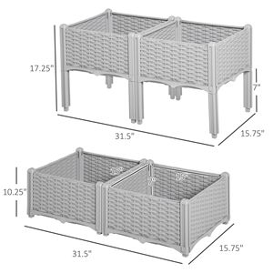 Jardinière surélevée auto-arrosante grise à 4 pièces avec pieds pour la culture de fleurs, d'herbes et de légumes - Product Image 5