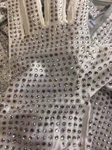 Gants en coton ornés de strass argentés, longueur poignet, pour les soirées, style uni, utilisables en toutes saisons - Product Image 4