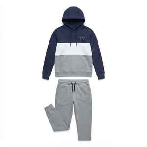 Women's Color Block Tracksuit Set Fleece Hooded Full Sleeve Regular Fit All Seasons Sportswear Casual Gray Navy <b>White</b> - Product Image 6