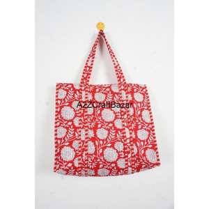 Bolso Tote Hecho a Mano en India, 100% Algodón, Rayado, con Asa Larga, para Mujer, Ecológico, Estilo Boho, Grande, para Compras y Exposiciones - Product Image 1