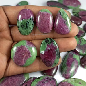 Natural Ruby Zoisite Loose Gemstone Red Green Cabochon Mix 20-35mm Oval to Fancy Shapes for Jewelry Making by Radha Arts - Product Image 1