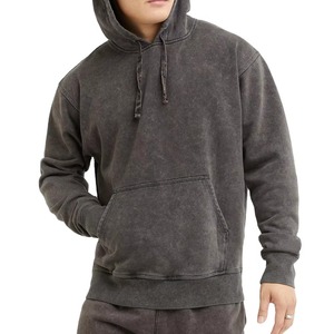 Sweat à capuche unisexe surdimensionné en coton, style streetwear vintage délavé à l'acide, personnalisable avec logo et impression - Product Image 1