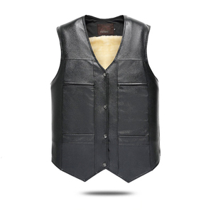 Gilet en cuir de moto brodé rétro vintage grande taille pour hommes, coupe-vent, gilet sans manches pour motard, veste Streetwear chevalier - Product Image 1