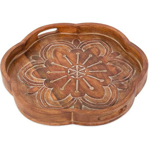 Plateau de service rectangulaire en bois fait main de haute qualité avec poignées, style marocain, décoratif, pour la maison et les restaurants - Product Image 6