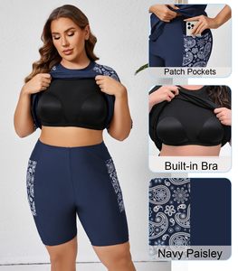 Fashion <b>Women's</b> Tankini Set With Two Piece Swimsuit Rash Drawstring Bathing Suits Training Surfing Set - Product Image 3