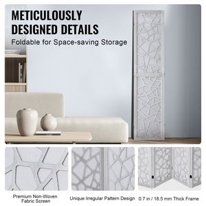 Biombo Plegable de Madera de 4 Paneles, 66.9 Pulgadas de Alto, Divisor de Madera Tallada, Decorativo para Interiores/Portátil - Product Image 5