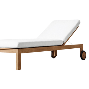 Chaise longue pliante moderne en teck avec roulettes pour extérieur, jardin, piscine, hôtel - Product Image 3