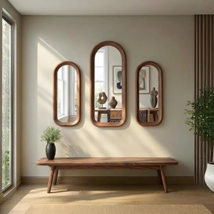 <b>Irregular</b> Shape Wooden Wall <b>Mirror</b> Modern Artistic Wooden Wall <b>Mirror</b> for Contemporary Interiors Wholesale Hanging <b>Mirror</b> Use - Product Image 4