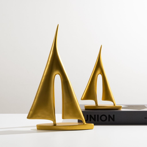 Adorno de Velero Contemporáneo, Figura Decorativa de Barco para Mesa de Sala de Estar, Oficina y Decoración Costera - Product Image 2