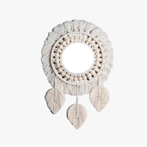 Nordic Theme Mirror Boho Style <b>Macrame</b> Fringe Wall Hanging Round Mirror <b>Art</b> Decoration Homes Hotels Home Stay Resorts Etc. - Product Image 5