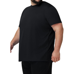 T-shirt en coton noir à manches courtes et col rond pour homme, coupe classique, tricoté en jersey, respirant, couleur unie - Product Image 1