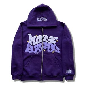 Sweat à capuche streetwear à fermeture éclair intégrale – Impression 3D en relief personnalisée – Mélange de coton et de polaire - Product Image 5