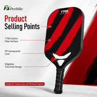 Pala de Pickleball de Fibra de Carbono T700, Núcleo de Panal de PP de 14mm, Diseño sin Bordes con Acabado Arenado para Entrenamiento, Logotipo Personalizado, Venta al por Mayor