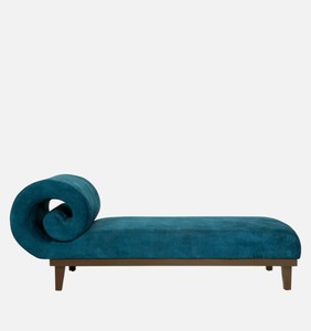Chaise longue moderne en velours avec pieds coniques, design à dossier ouvert, style mid-century, mobilier de salon, siège confortable pour la sieste - Product Image 3