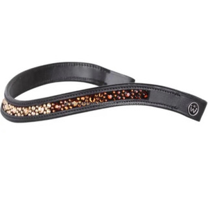Bande de front de cheval en cuir de canal vide en forme de vague décorée de cristaux multicolores strass chaîne en métal bande de front - Product Image 2