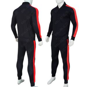 Conjunto Deportivo para Hombre, Diseño Moderno, Económico, con Franjas Laterales, Logotipo Personalizado, para Entrenamiento, Deporte, Jogging, Rojo y Negro - Product Image 1