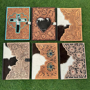 Personalized Designer <b>Hand</b> Tooled Portfolio <b>File</b> Folder Multi-function Business A4 Notebook Cover Genuine Leather Snap Padfolios - Product Image 4