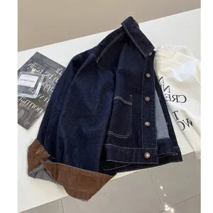 Wholesale 2026 Women's Heavy Embellished Denim <b>Jacket</b> <b>Short</b> Retro Loose Winter Autumn Casual Fashion Coat Button Washed - Product Image 2
