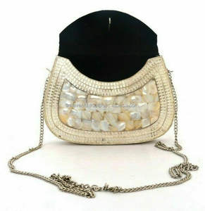 Fashionable Hand <b>Bag</b> Metal Clutch Sling <b>Bag</b> With Mother of Pearl <b>Gift</b> Item - Product Image 1
