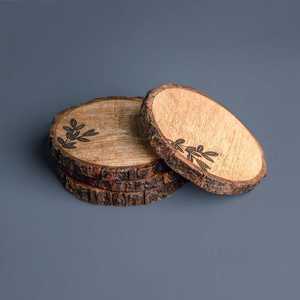 Handmade Luxury Wooden <b>Tree</b> Coaster for Tea Ceremony Round Eco-Friendly Natural Wood Coasters 350mm Diameter - Product Image 5