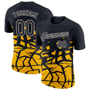 Maillot de basket-ball géométrique noir et jaune personnalisé, impression sublimée, col ras du cou, manches courtes, unisexe, adulte, vêtements de sport à séchage rapide - Product Image 6