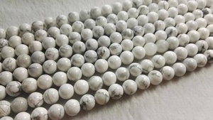 ลูกปัดหินฮาวไลท์สีขาวทรงกลมเรียบเนียน สำหรับทำเครื่องประดับ DIY - Product Image 2