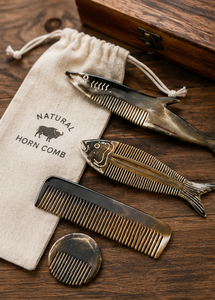Ensemble cadeau de peigne en corne de buffle naturelle de qualité supérieure, fait à la main, antistatique, pour le soin des cheveux et de la barbe, avec boîte cadeau de luxe - Product Image 5