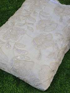 Tissu en dentelle perlée, tissu brodé, maille à sequins, organza pour la couture, abaya, kaftan, vêtements de mariage, fournisseur pour l'exportation, acheteurs - Product Image 4