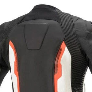 Men's Wool/Viscose Motorcycle <b>Jacket</b> Black White Orange Color Blocking Covered Button Closure Stand Collar Breathable Windproof - Product Image 5