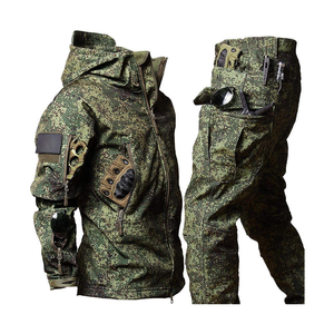 Men's Camouflage Hunting Suit Full Sleeve Zipper Multi-Pockets Waterproof Soft <b>Shell</b> Autumn Wear - Product Image 1