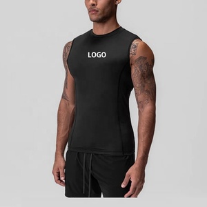 Nouveau Logo personnalisé vêtements de sport Polyester Spandex évacuation de la transpiration Fitness vêtements de sport compression coupure entraînement hommes débardeurs - Product Image 2