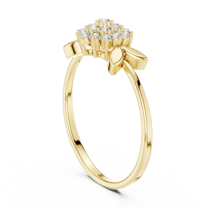 Anillos de oro macizo de 14k para mujer con diseño de flor, corte redondo minimalista, con diamantes, para regalo, compromiso, aniversario, boda - Product Image 4