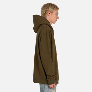 Sweat-shirt à capuche pour homme, coupe classique, 100% coton, double couche, vert olive uni, vêtement décontracté pour l'automne - Product Image 2