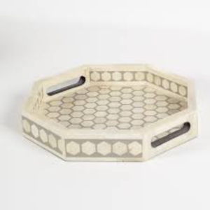 Plateau de service rectangulaire de luxe en nacre avec poignées, plateau décoratif en mosaïque de coquillages naturels pour la décoration de la maison et des hôtels - Product Image 4