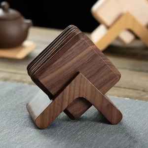 Posavasos de Madera Hechos a Mano con Diseño Cuadrado, Ecológicos, Reutilizables, de Calidad de Exportación - Product Image 1
