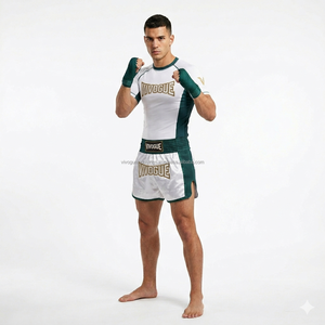 Conjunto de Camiseta y Pantalones Cortos de Satén para Muay Thai con Logotipo Bordado Personalizado, Pantalones Cortos de Boxeo de Satén, Pantalones Cortos de Kickboxing, Equipo de MMA, Fabricante OEM - Product Image 4