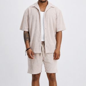 Custom mens twin <b>set</b> premium casual two piece outfit t shirt shorts matching <b>set</b> summer sportswear OEM ODM manufacturer supplier - Product Image 2