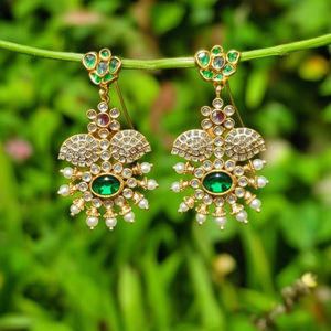 Vintage Crystal Rhinestone Drop Earrings-Butterfly Number Religious Studs - Product Image 2