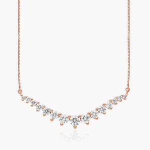 Collier en diamant cultivé en laboratoire certifié IGI, courbé et gradué, en or rose 14 carats, bijoux fins élégants et luxueux, cadeau pour femme, fête, mariage - Product Image 4