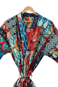 Bata Kimono de Algodón Suave con Estampado de Dibujos Animados para Mujer, Camisón de Verano Hecho a Mano ODM con Cuello en V y Cintura Elástica de Longitud Completa - Product Image 5