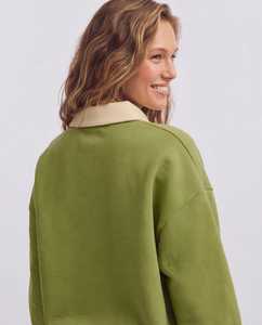 Pull à col zippé vert pour femme Oneten Apparel avec col crème - Product Image 3