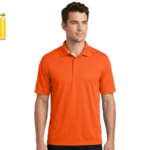 SAMAVIA Men's <b>Orange</b> Short Sleeve <b>Polo</b> Shirt Breathable Pique Knitted Casual Solid Color Regular Fit RTP Manufacturer - Product Image 1