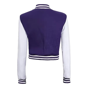 Chaqueta Varsity Rosa de Satén para Mujer, con Bloques de Color en Contraste, Cuello Alto, Chaqueta Corta Estilo Béisbol - Product Image 3