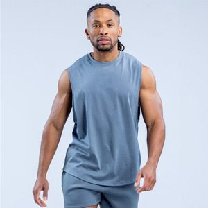 Camisetas sin mangas para hombre de corte oversize, de tejido grueso, estilo urbano con hombros y axilas caídos, al por mayor - Product Image 1