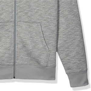 Sweat à capuche zippé respirant doublé polaire uni de haute qualité pour homme, en coton/polyester, faible MOQ, tendance - Product Image 4