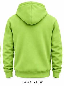 เสื้อฮู้ดผู้ชายสีเขียวมะนาว ทรงปกติ ผ้าฝ้ายฟลีซสีพื้น มีกระเป๋า โลโก้ด้านหน้า สไตล์ลำลองสำหรับฤดูใบไม้ร่วง - Product Image 5