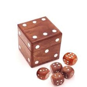 Coffret de dés en bois carré de luxe avec design incrusté, jeu pour enfants et adultes, décoration de bureau, jeu de puzzle familial amusant - Product Image 1