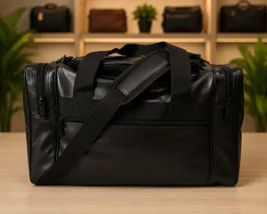Sac de voyage en cuir pleine fleur de qualité supérieure, sac de week-end noir fait main de luxe, sac de voyage pour voyages d'affaires - Product Image 4