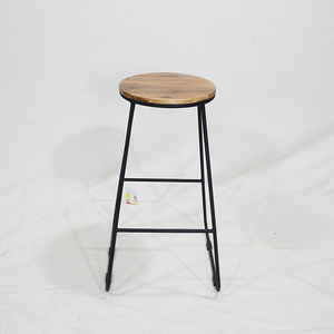 Taburete de Bar Moderno e Industrial Ecológico con Estructura de Madera y Metal, Taburete de Altura Media para Hogar, Cocina, Isla, Hotel, Centro Comercial, Bar - Product Image 3